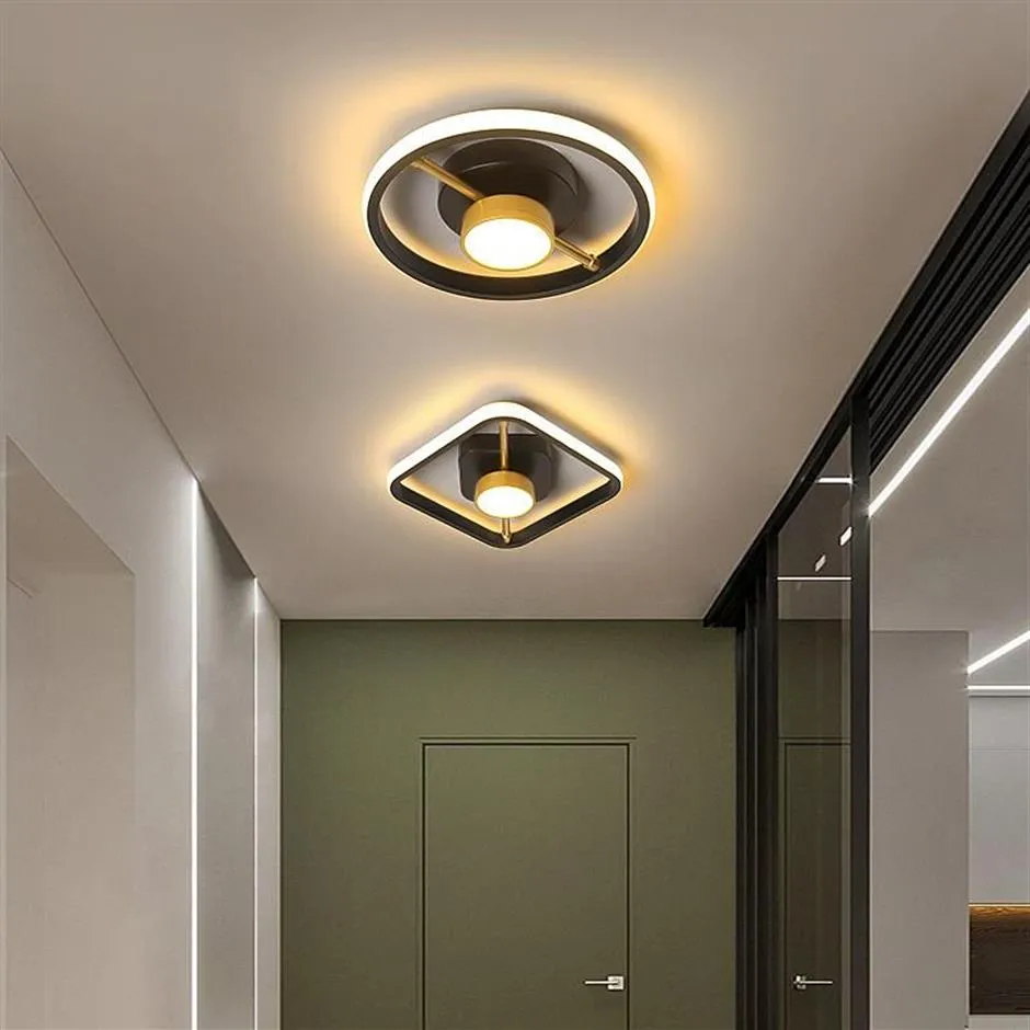 Ceiling Lights Modern Led For Hall Entrance Balcony Round Black Gold Shape Iron Lighting Drop Plafonnier Luminaria325A