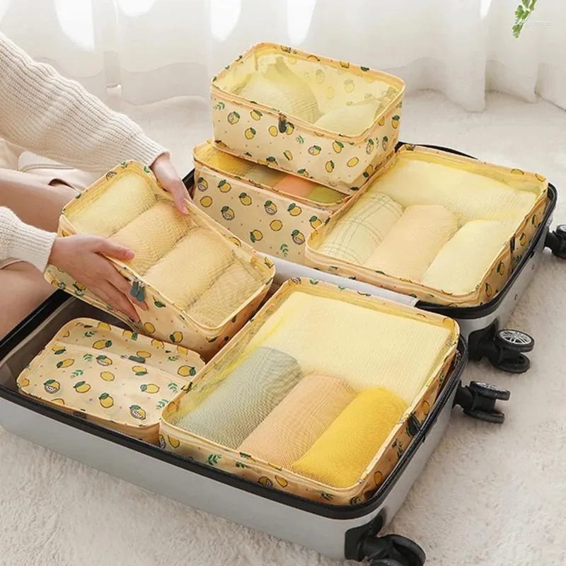 Bolsas de almacenamiento set de 7 piezas Viajes a casa Organizador para ropa Lugura de zapato Empacaje Cubo maleta