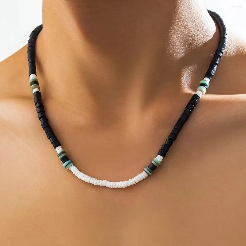 PuRui – collier ras du cou en perles de bois pour hommes, Simple, mélange de couleurs, fait à la main, chaîne de cou, bijoux, fête de rue pour garçon
