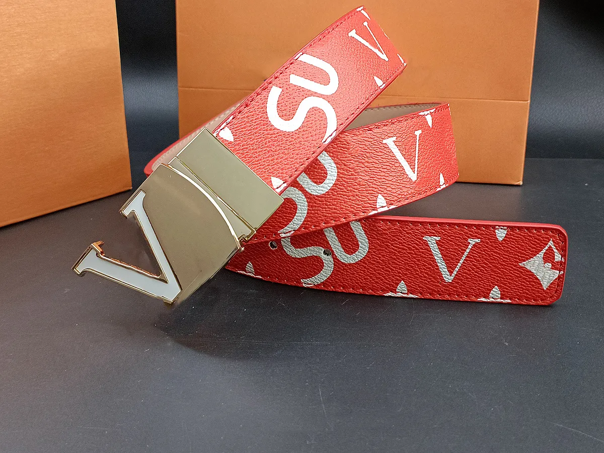 Red Real Supreme Louis Vuitton Belt Louis Vuitton Supreme Red