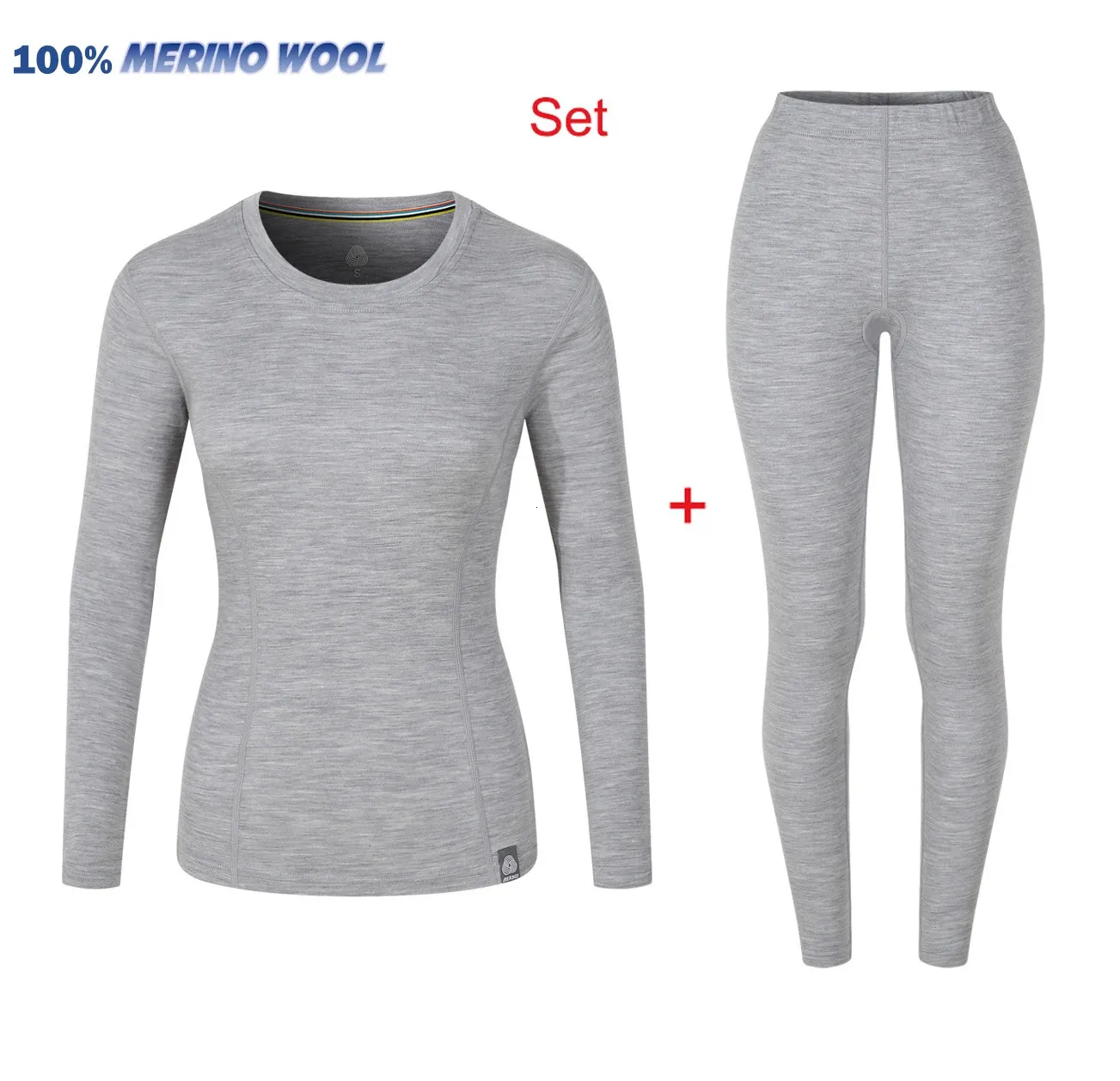 Kvinnors termiska underkläder 100% merinoullbasskikt Set Women Merino Wool Thermal Underwear 250G Midweight Women Merino Wool Top and Botts Anti-Edor 231211