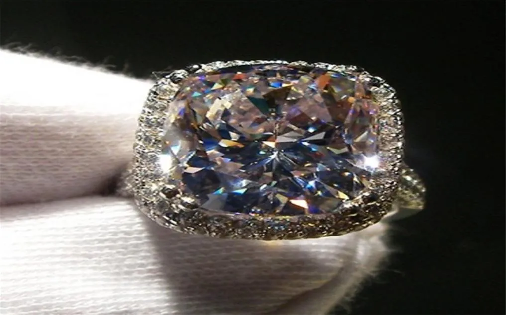 Bague de luxe en diamant 8 carats, bijoux en or blanc 14 carats, Moissanite Court, bagues de fiançailles pour femmes, accessoire de fête nuptiale7833322