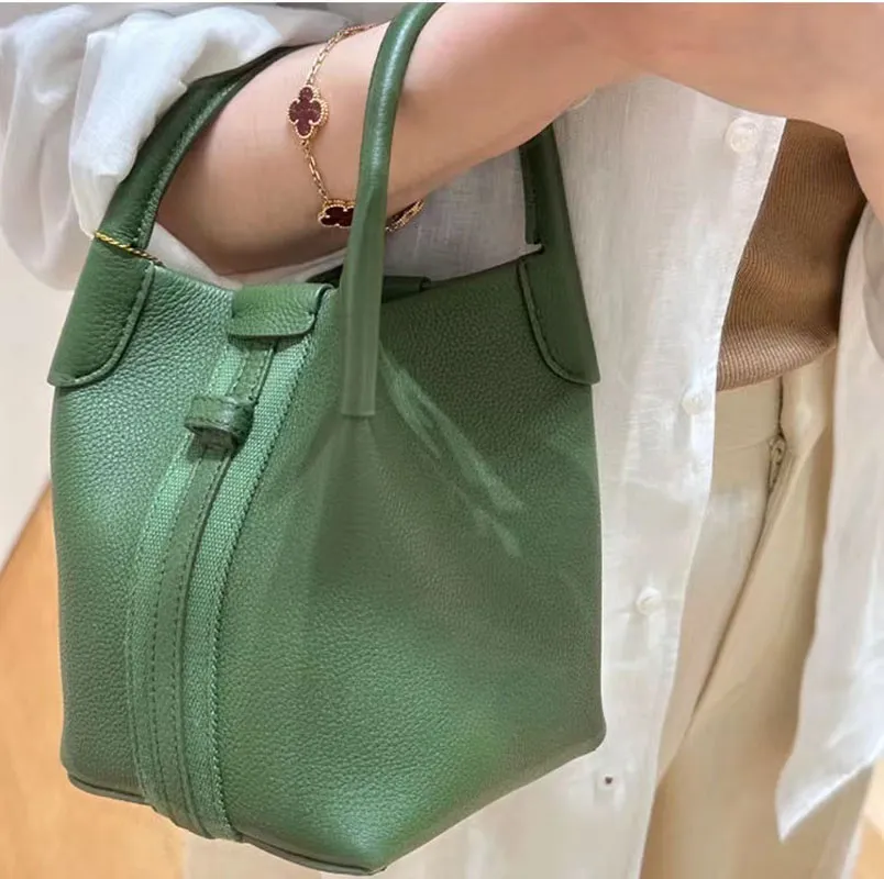 Genuine Leather Piana Basket Totes Lichi Cow Leather Bucket Shoulder Bag Famous Brand Designer 2024 New Purses And Handbags Quality Cute Crossbody Bag 2548