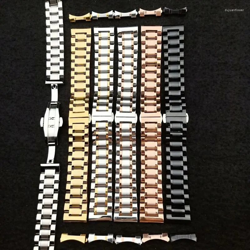 Uhrenarmbänder Edelstahlarmband 13 mm 14 mm 16 mm 18 mm 20 mm 22 mm 24 mm Metallband Gliederarmband Armband Schwarz Silber Roségold