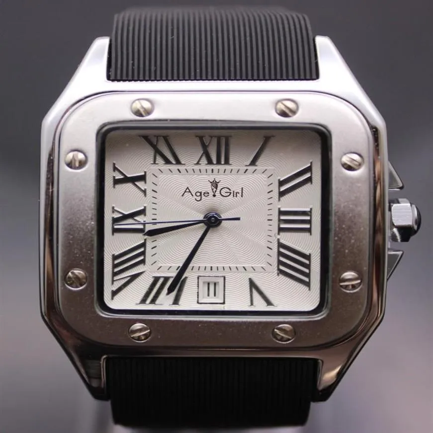 Relógios de pulso homens 100 xl aço inoxidável rosa ouro esporte edição limitada borracha preta prata branco quartzo data relógios309h