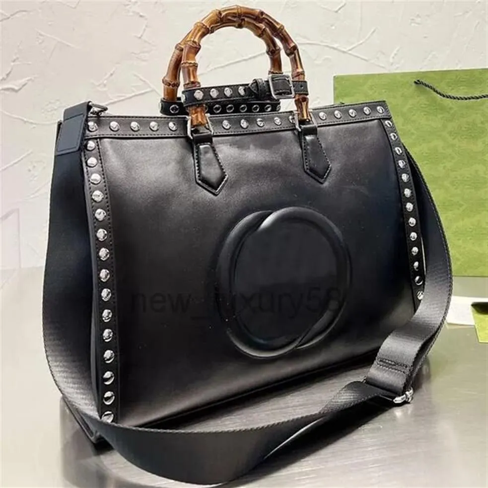 Casmetic Bacs Cases Black Bamboo Hands sacs Femmes Diana Sac à épaule Rivet Rivet amovible LETTRES DE MODE LETTRES PO253K PO253K