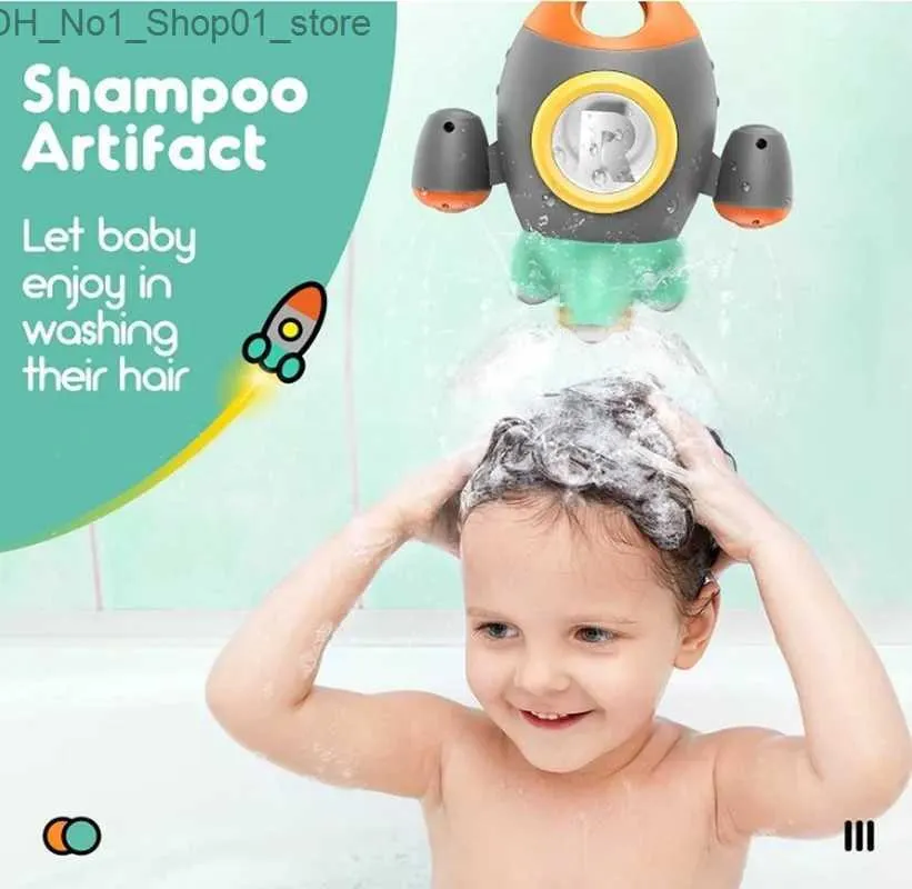 Bath Toys Puxida Space Rocket wanna Rotating Spray Water Bath Toys dla dzieci chłopcy dziewczynki