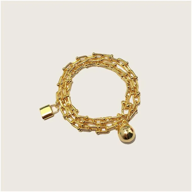 Charm Bracelets High Edition Hardwear Wrap Bracelets Graduated Bracelet Charms Double Link Pendant Mothers Day Gift 18K Gold Plated De Dhi4Y