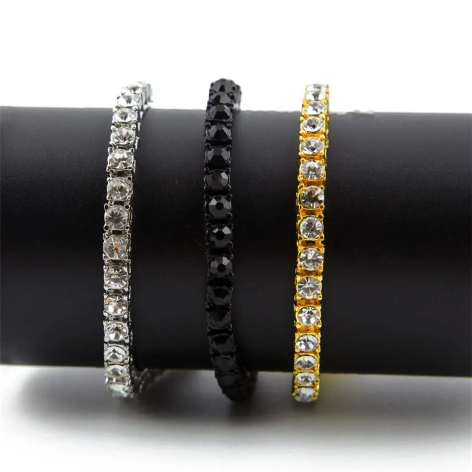 Bracelet de Tennis glacé pour hommes, style Hip Hop brillant, 1 rangée, 5MM, 8MM, rond, strass 3A, bijoux à la mode, 225N