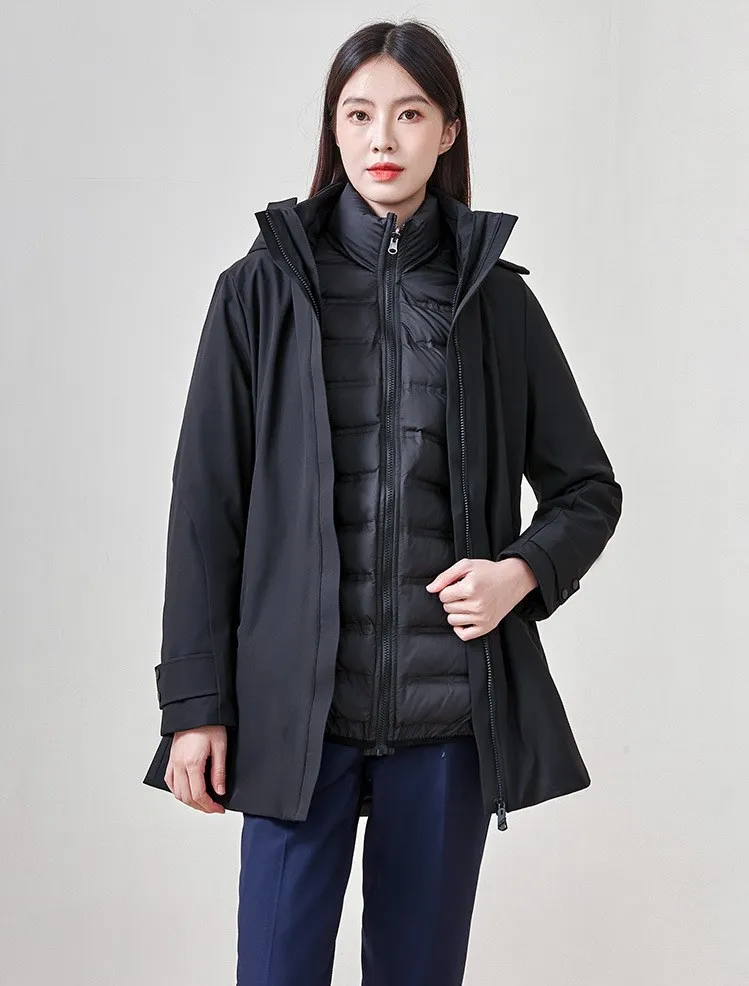 Średnia kurtka z odłączoną wewnętrzną podszewką dla mężczyzn i kobiet, wodoodporne ubrania robocze, ubrania zimowe biznesowe, jeden płaszcz, trzy w jednym płaszczu
