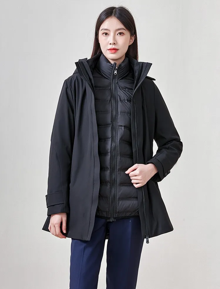 Veste à bas de longueur avec une doublure intérieure détachable pour hommes et femmes, vêtements de travail imperméables, vêtements d'hiver d'affaires, un manteau, trois en un manteau