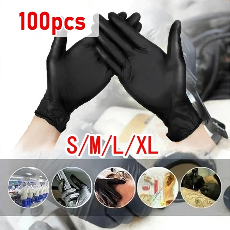 Autre organisation de ménage Gants en nitrile noir pour cuisine jetable en latex synthétique outil de nettoyage ménager 100pcs 231211