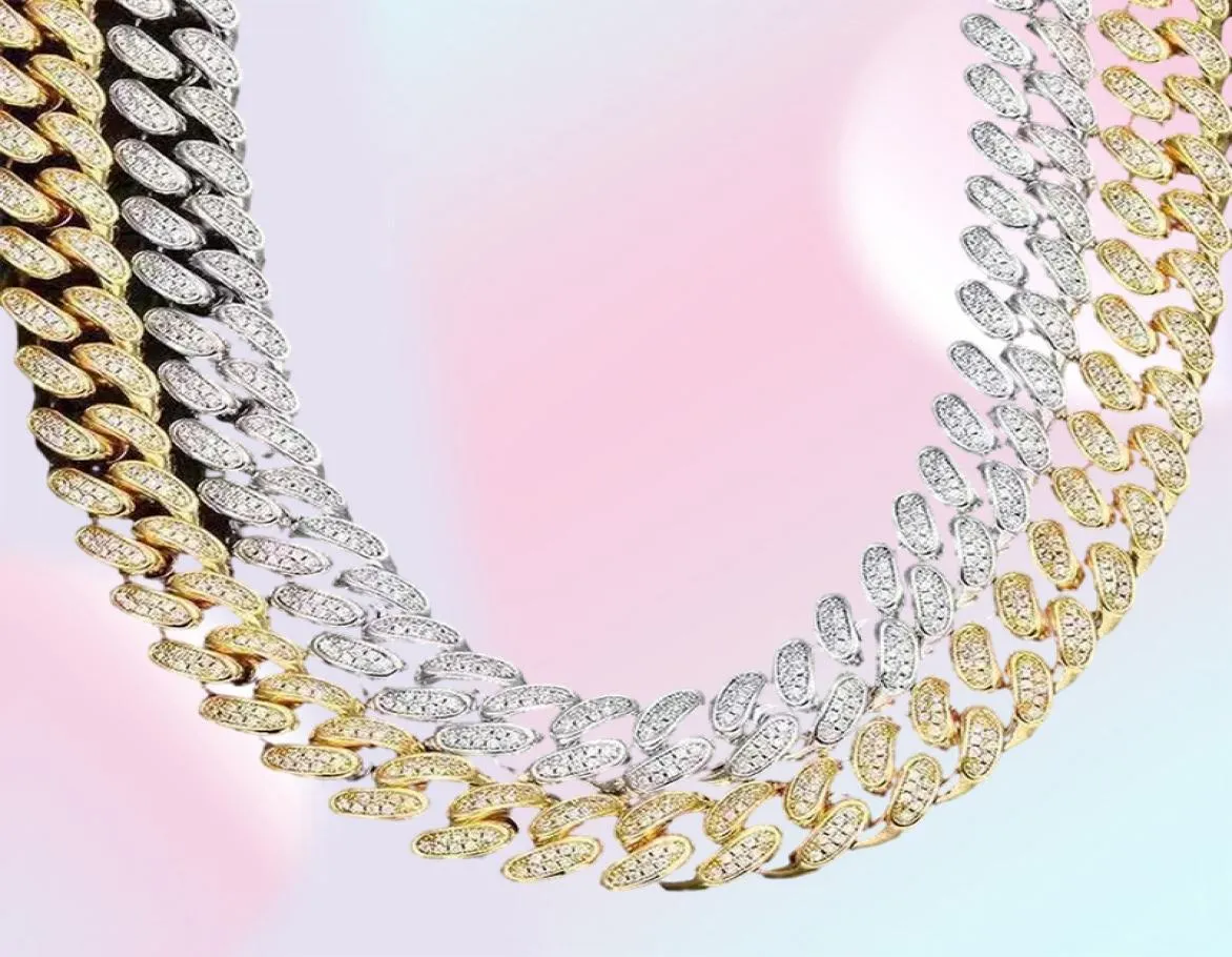 12mm Top qualité classique diamant cubain Miami chaîne lien colliers hommes hiphop glacé bijoux 249S6746782