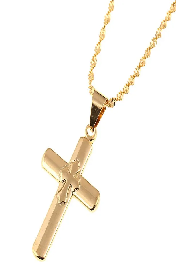 18K Gold Catholic Cross Jesus Christ Jewelry Crucifix Cross Cross Naszyjnik Naszyjnik dla kobiet3882071