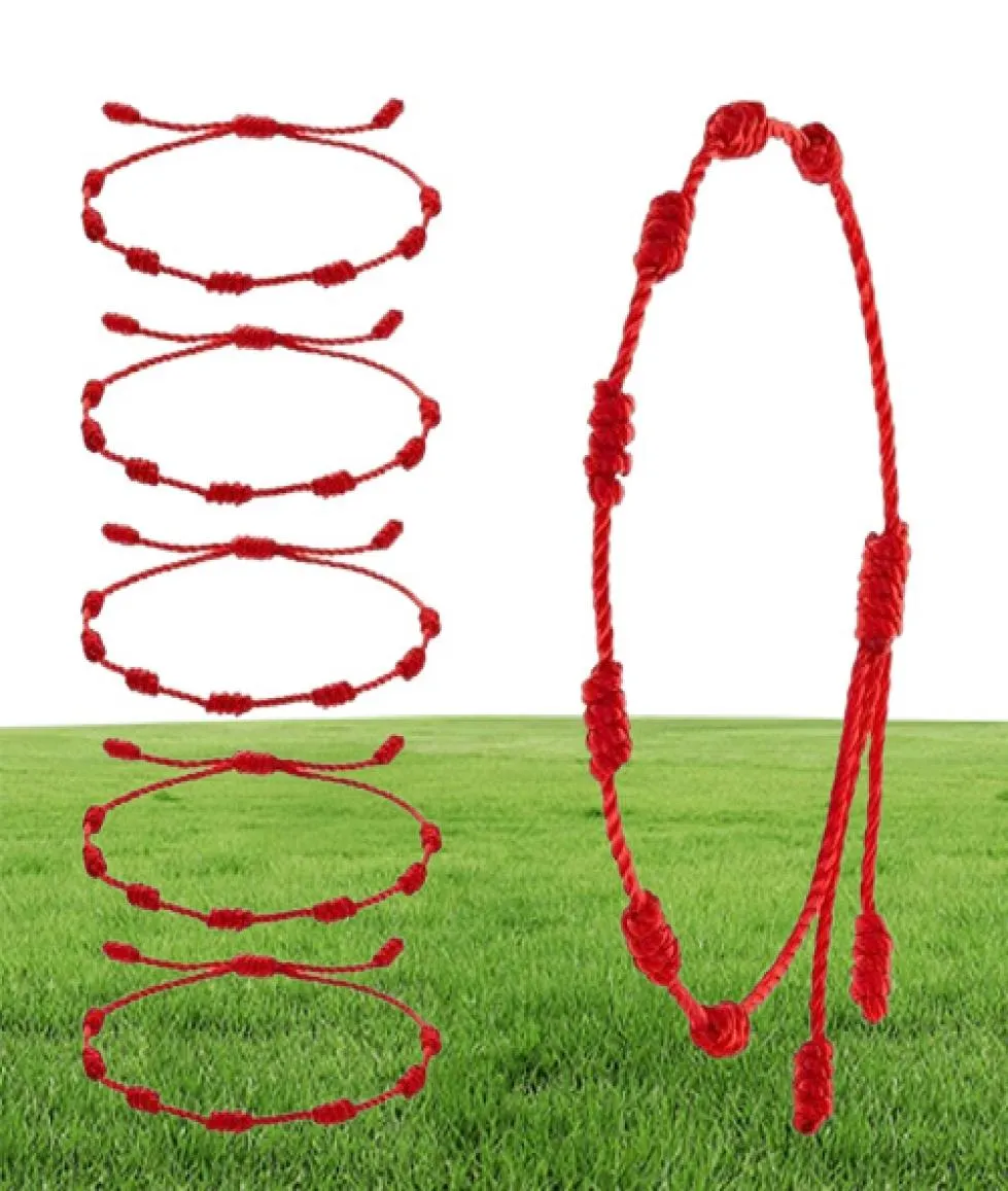 Bedelarmbanden 24 stuks 7 knopen rode draad armband voor vrouwen mannen geluksamulet en vriendschap handgemaakte gevlochten touw polsband sieraden 8340523