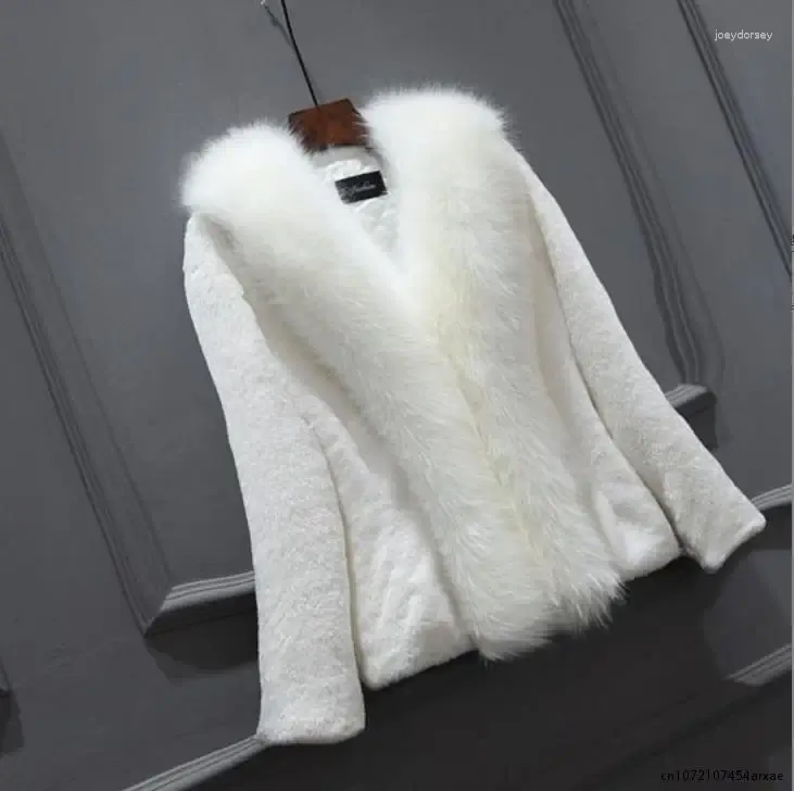 여자 모피 가을 겨울 흰색 가짜 코트 짧은 모방 칼라 슬림 재킷 여자 옷 여성