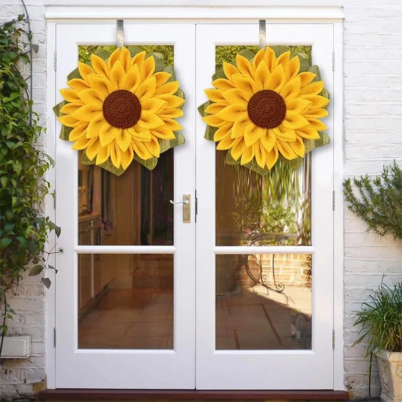 Decorative Flowers Artificial Sunflower Big Head Silk Hanging Garland Door Window Wall Wedding Supplies Room Home Decoration Wreath