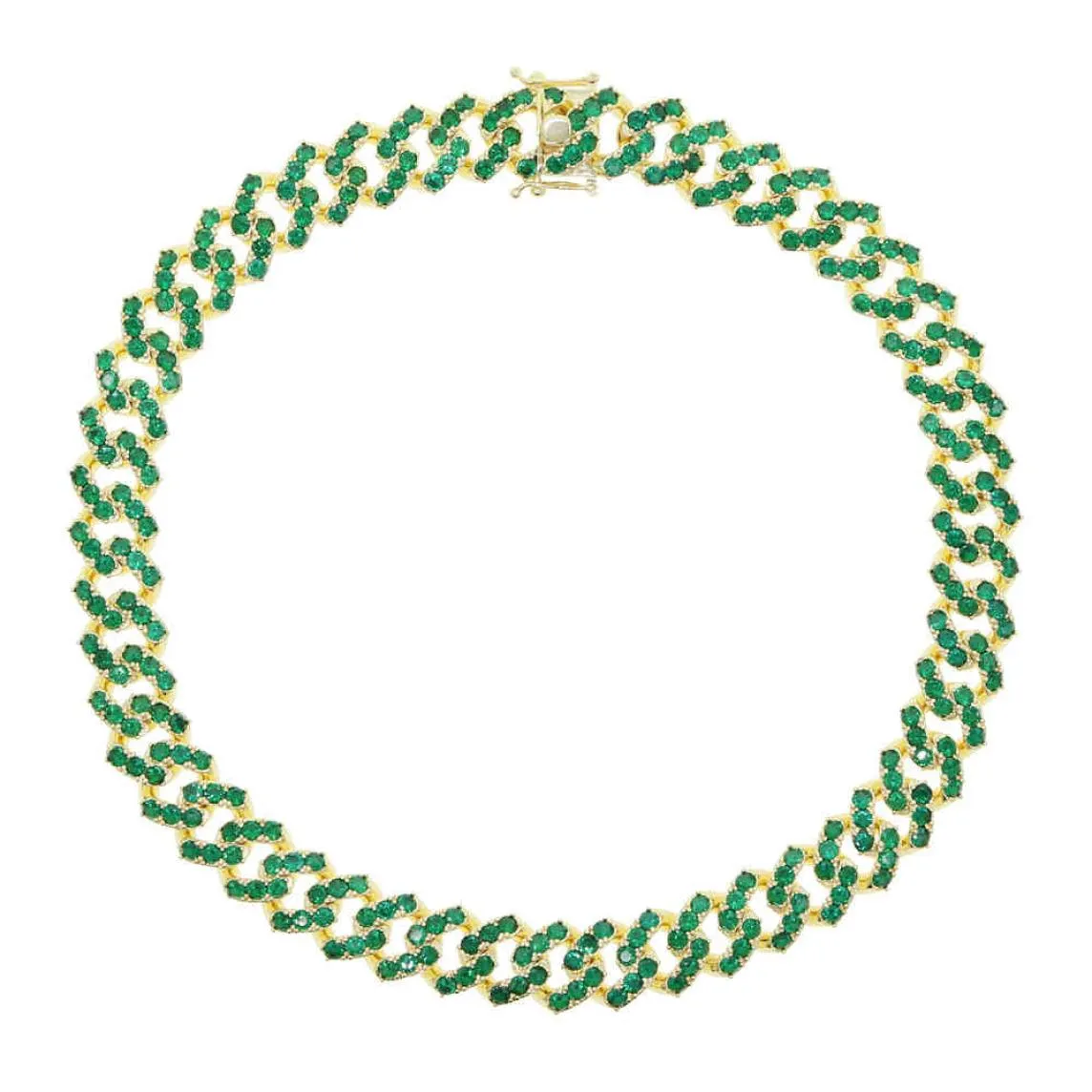 Fashion 5a Zircon Round Crystal cz paved tennis cuban Choker Necklace for Women Females Green Color CZ hip hop Jewelry Gifts X05096032878