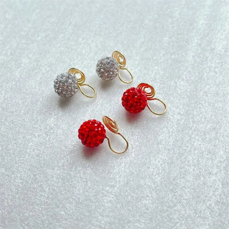 Orecchini con clip a sfera di cristallo non forati per le donne Orecchini con polsini dell'orecchio gioielli geometrici coreani Aretes De Mujer