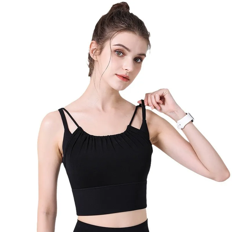 Designer Summer New Fake 2-piece Front Mesh Sports Bra Anti glare Detachable Cup Yoga Bra