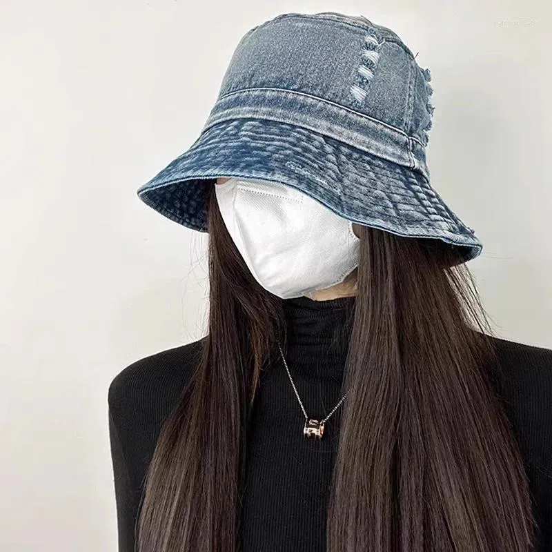 Denim Denim Bucket Hats: Vintage Fisherman Hat For Women Outdoor