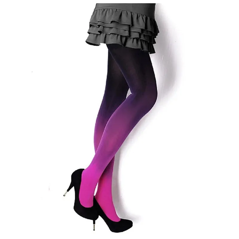 Sexiga strumpor längtar efter kvinnor Red Yellollw Blue Grey Black 120D Velvet Tights Gradient Ogenomskinlig sömlös strumpor Fashion Pantyhose SO015 231211