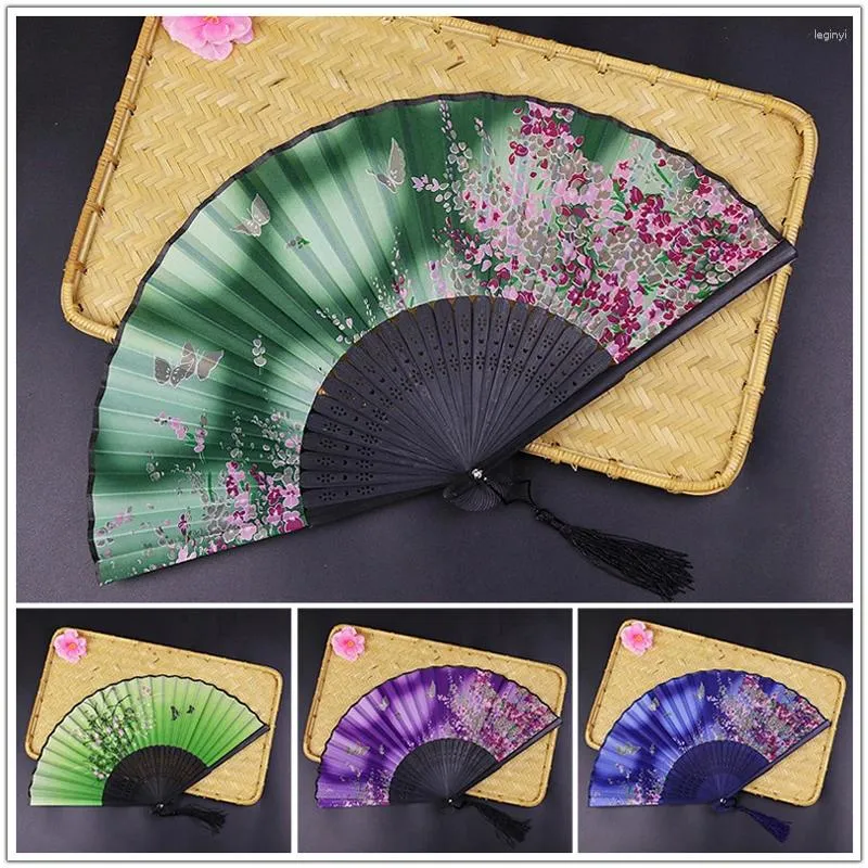 Dekorativa figurer Ancient Style Folding Fan Summer Portable Chinese Dance Female Bamboo Tyg Japanese Fans Wedding Hand Party Gift