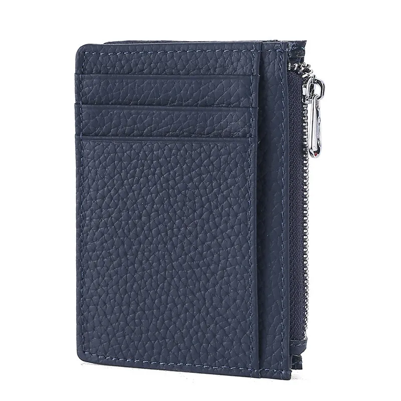 Womens Genuine Leather Card Holder, Small Zipper Card Case