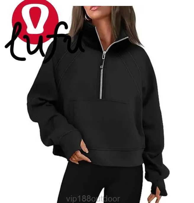 LU88 Yoga Scuba Half Zip Hoodie Jacket Designer Sweater Womens Define Workout Sport Coat Fitness Activewear Top Solid Zipper Sweatshirt Sports Gym Clothes AI1