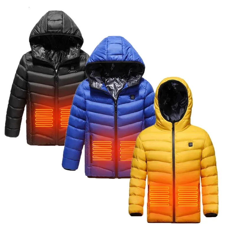 Gilets pour hommes Enfant hiver veste chauffante manteau hiver chaud enfants USB vêtements de chauffage électrique intelligent enfant veste thermique intelligente 231128