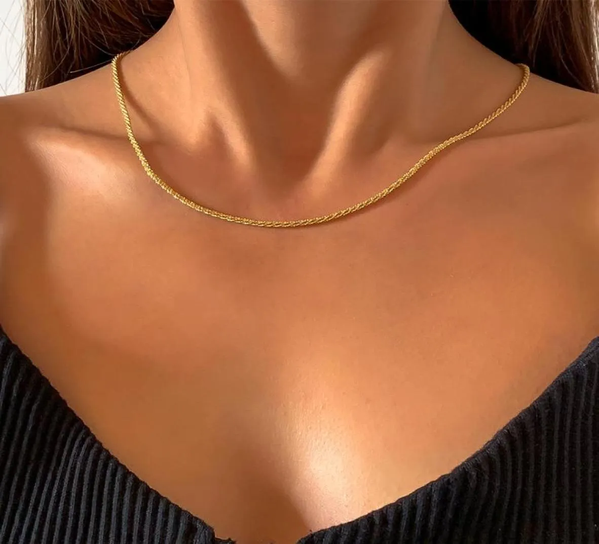 Chokers Lacteo Vintage Gold Color Metal ClaVicle Choker Halsband för kvinnor Steampunk Chain Charm smycken Tillbehör3517358