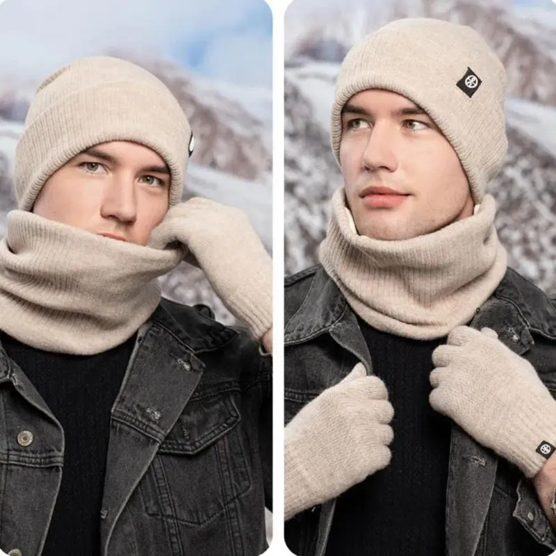 Berets Acessórios de Inverno Conjunto Chapéu Cachecol Luvas Quente Elástica Anti-Slip Proteção para Pescoço Cabeça Mãos Aconchegantes À Prova de Vento Ao Ar Livre