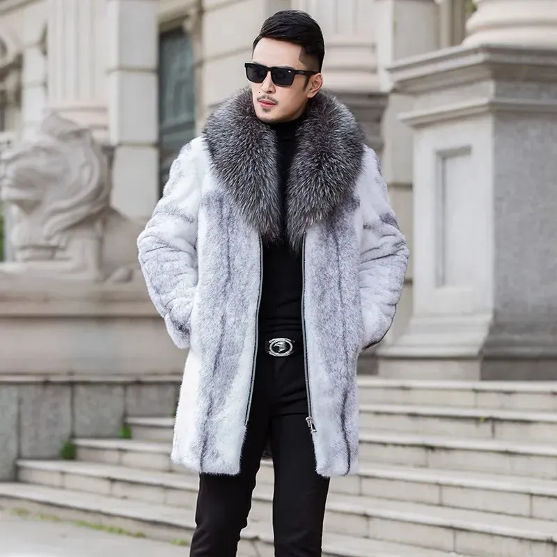 Mens long top fur jacket