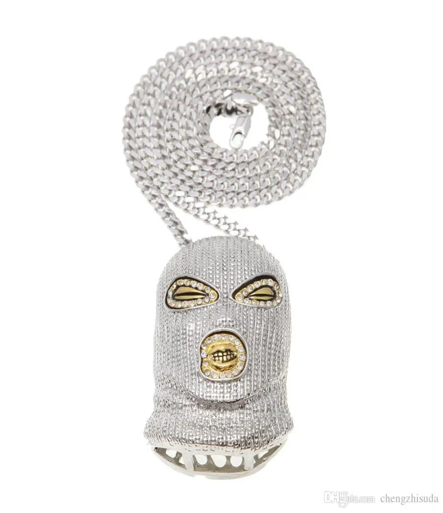 Hiphop csgo hänge halsband män punk stil 18k legering guld silver pläterad mask huvud charm hänge högkvalitativt kubansk kedja4752552