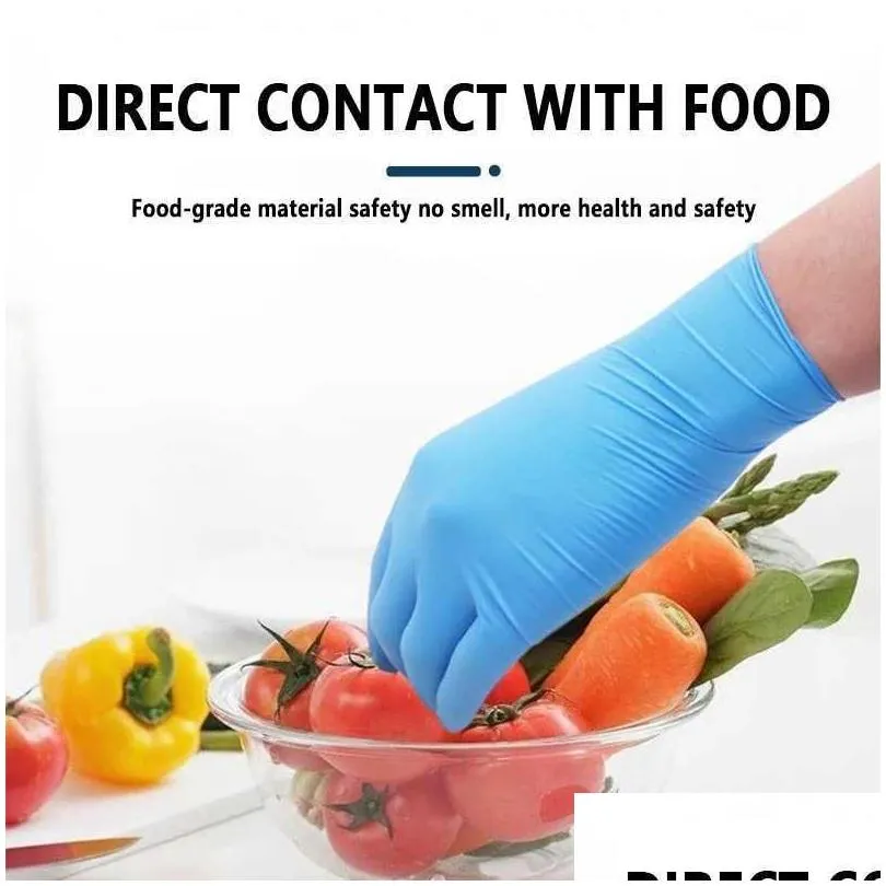 Cleaning Gloves 100Pcs Nitrile Gloves Waterproof Allergy Latex Food Grade Cleaning Safety Work For Household Mechanic Kitchen Drop Del Dhhrz