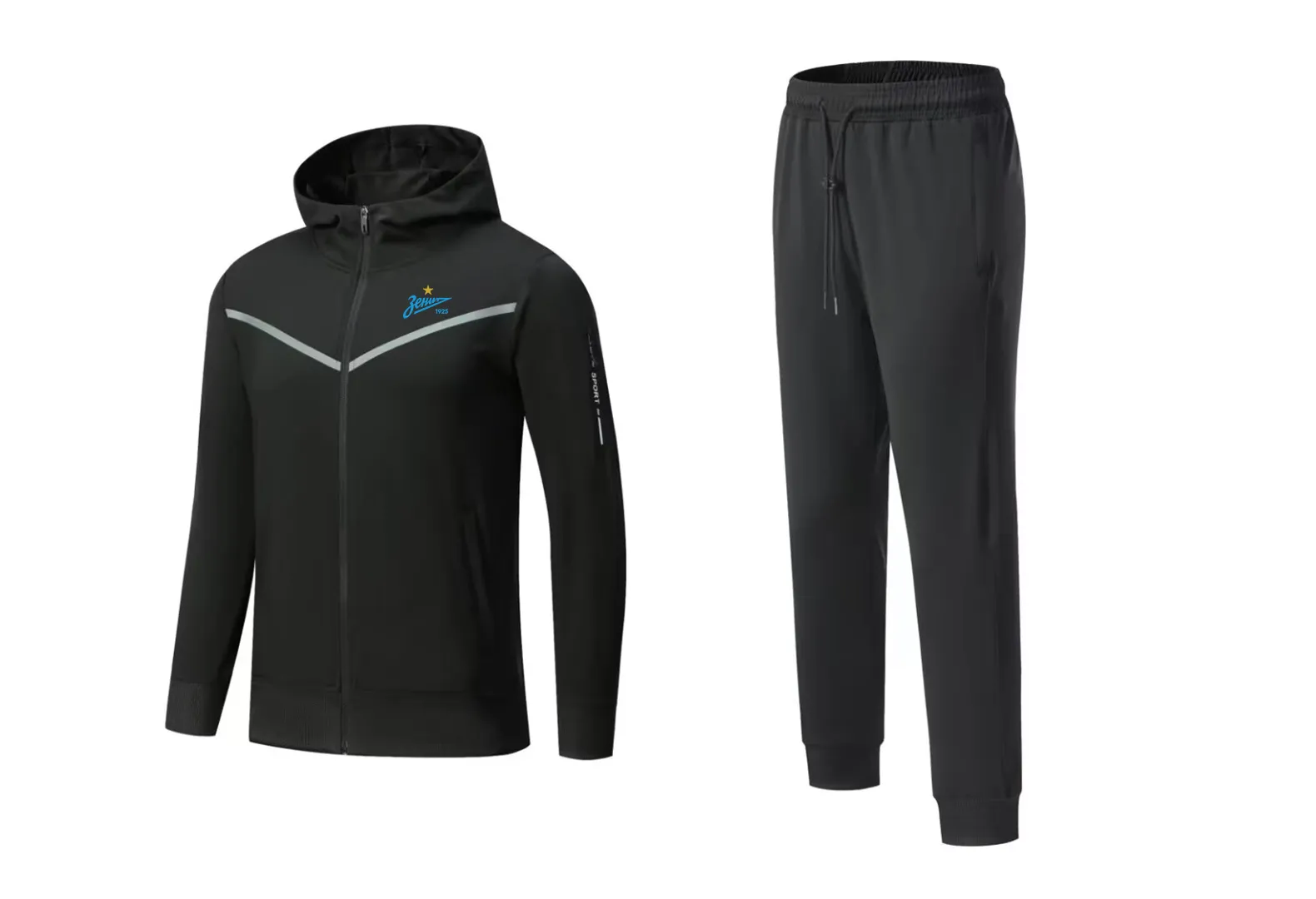 FC Zenit Heren vrijetijdstrainingspakken Outdoor vrijetijdssport Warme trainingskleding Volledige ritssluiting Met dop Sportpak joggingshirt met lange mouwen