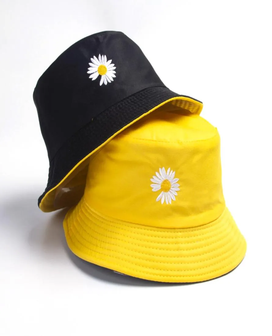 2020 printemps femmes seau chapeaux de pêche crème solaire casquette solaire petites marguerites double face porter printemps dame chapeau de pêcheur T2008268909677