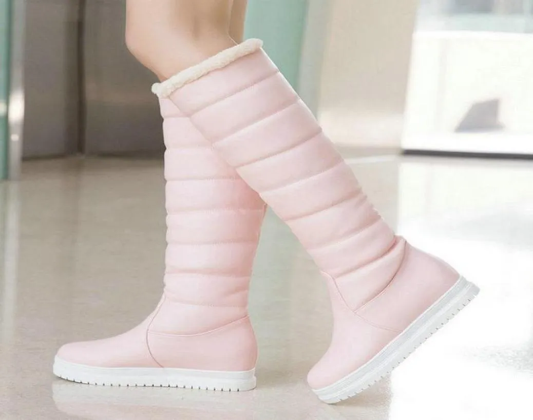 Laarzen 2021 Winter Warm Pluche Dames Sneeuw Platform Plat Met