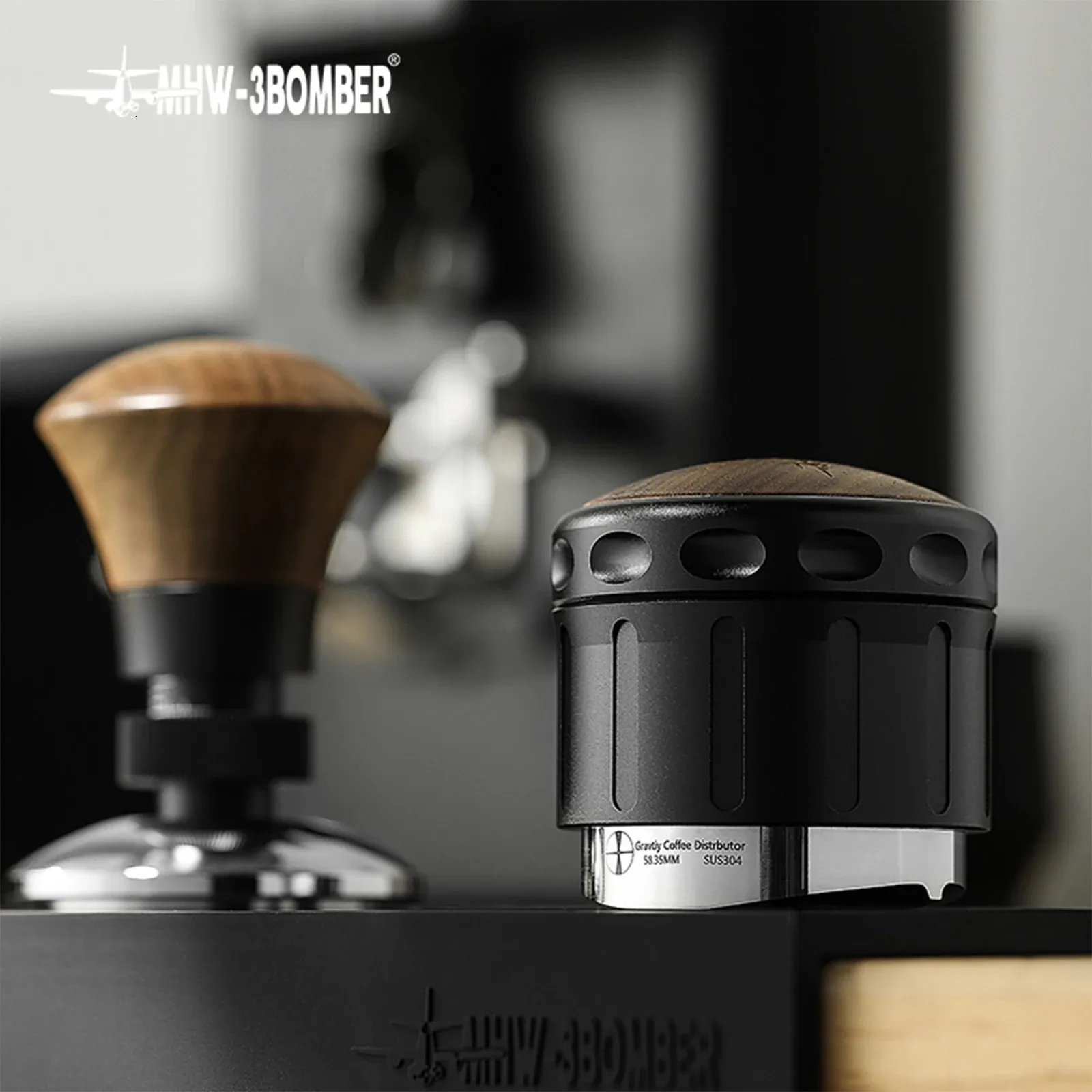 Tampers MHW-3bomber Adaptiv höjd 58,35 mm kaffedistributör Justerbart djup Espresso Tamper Home Barista Leveler Tool Tillbehör 231212