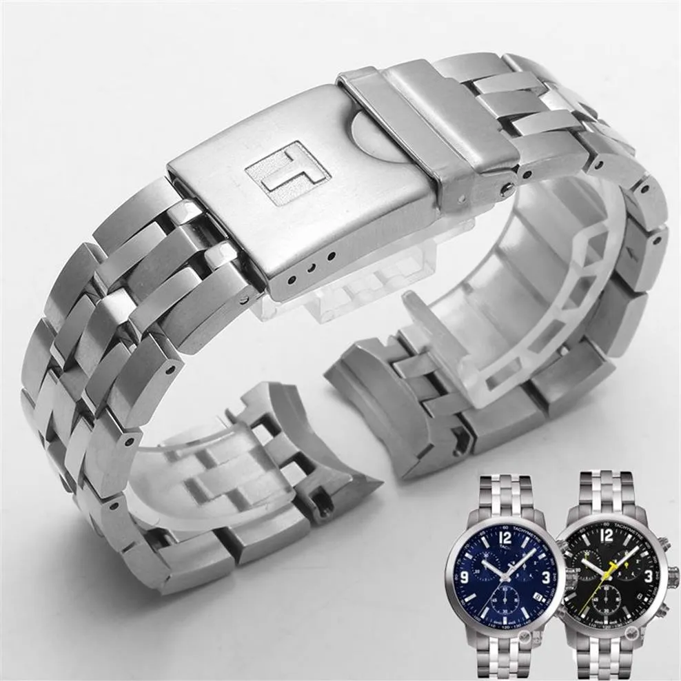 ShengMeirui PRC200 T055417 T055430 T055410 Watchband Watch Parts Male Strip Solid rostfritt stålarmband LJ201124206Z