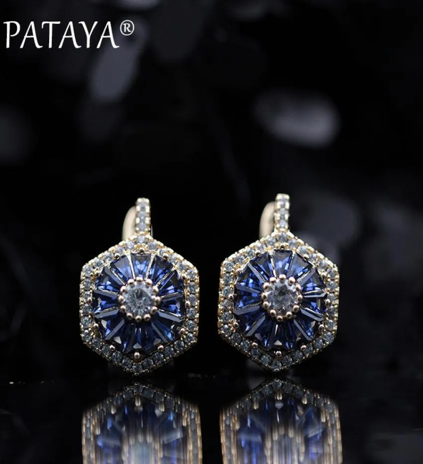 PATAYA NY ORIGINAL DESIGN LIMITED 585 ROSE GOLD Luxury Microwax Inlay Natural Zircon Drop Earrings Women Wedding Party Jewelry Y1382379