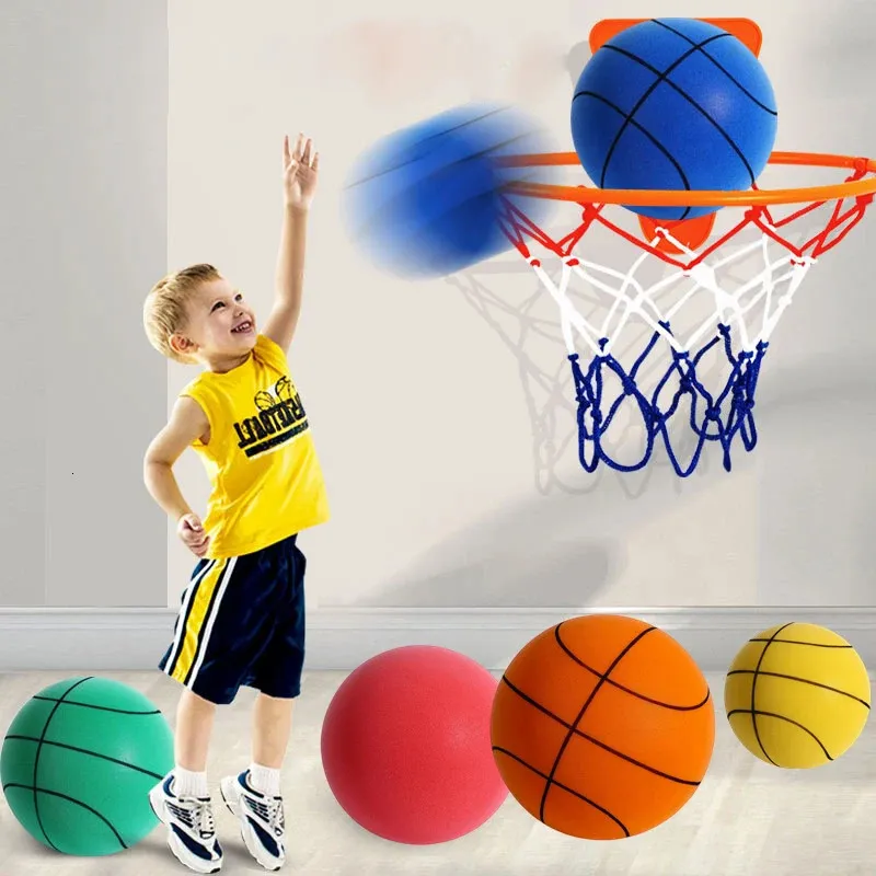 Bollar dia 24cm hög densitet skum tyst träning basket inomhus mute sport boll mjuk bouncy bollar barn sportträning med ram 231212