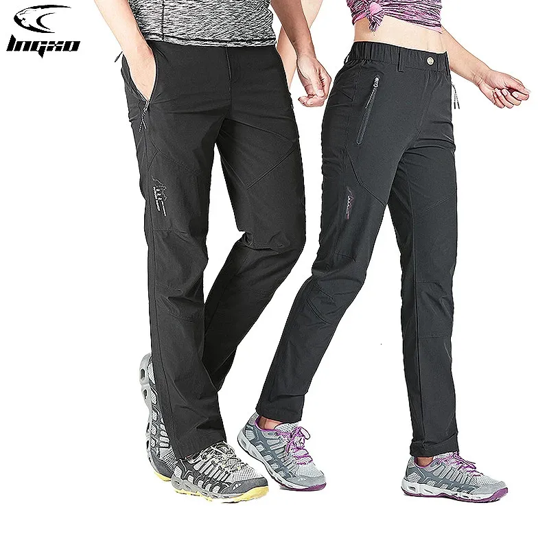 Outdoor Pants LNGXO pantalon de randonnée à séchage rapide femmes hommes course en plein air Camping escalade pantalon de montagne imperméable pantalon léger extensible 231211