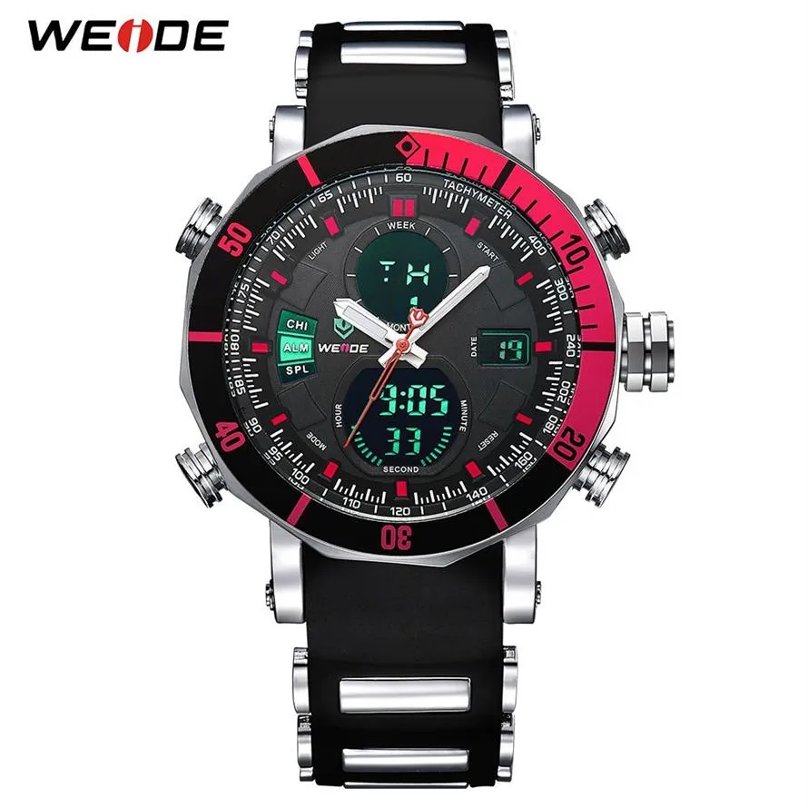 Weide marca de luxo analógico esportes digital numeral data quartzo negócios silicone cinto relógio masculino relógio pulso relogio mascul2286