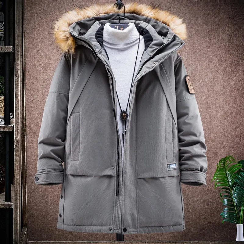 Mens Down Parkas Top Quality Brand Hooded Casual Fashion Long