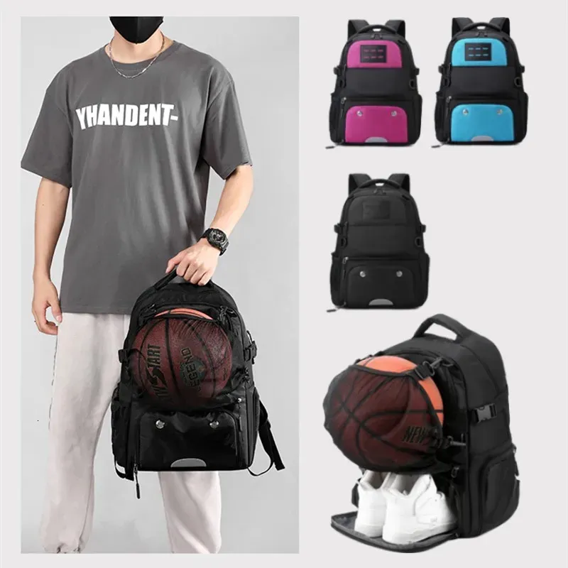 Outdoor-Taschen, Basketball-Rucksack, wasserdichter Sport-Rucksack, Outdoor-Fußball-Tasche, große Kapazität, Studenten-Rucksack mit separatem Schuhfach, 231212