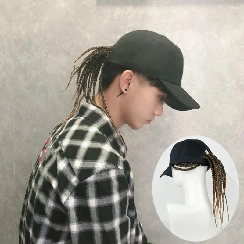 Bérets été réglable unisexe dame hommes mode casquette de baseball chapeau avec dreadlocks perruque hip-hop punk cheveux solide portant des chapeaux