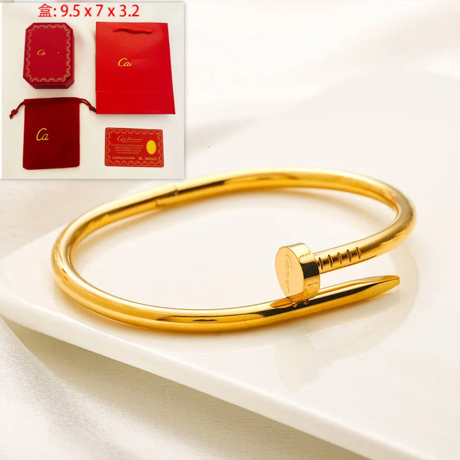 Klassisk Carter Designer Nail Bangle High Quality Luxury Gold Plated Gift Bangle Fashion Style Love Smycken Hot Märke Rostfritt stål Butik Bangle