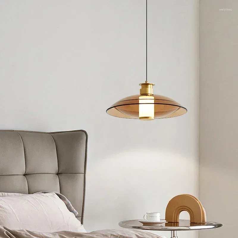 Pendant Lamps Nordic Light Luxury Glass Chandelier Minimalist Modern Bedroom Bedside Lighting Restaurant LED Fixtures