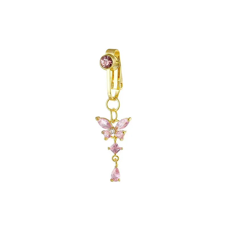 Anel de diamante de cristal com botão de borboleta, design moderno, piercing de umbigo, anéis de barriga para meninas, mulheres, moda corporal, joias, dropshipping